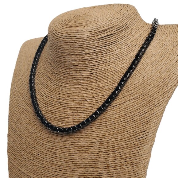 2ct Black Diamond Mens Platinum Silver Tennis Necklace 18 20 24 Inch Jewelry - Picture 8 of 9